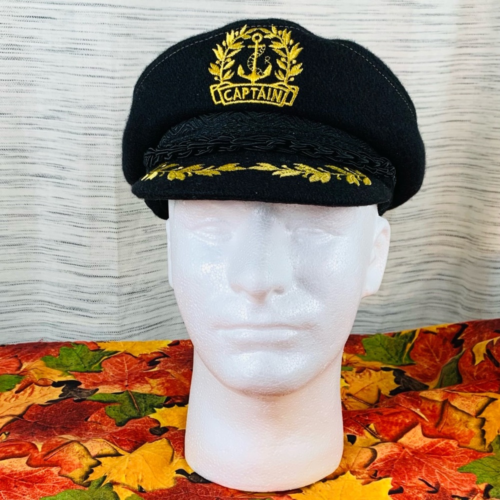 Aegean black and gold Greek “Captain” Fisherman Cap.